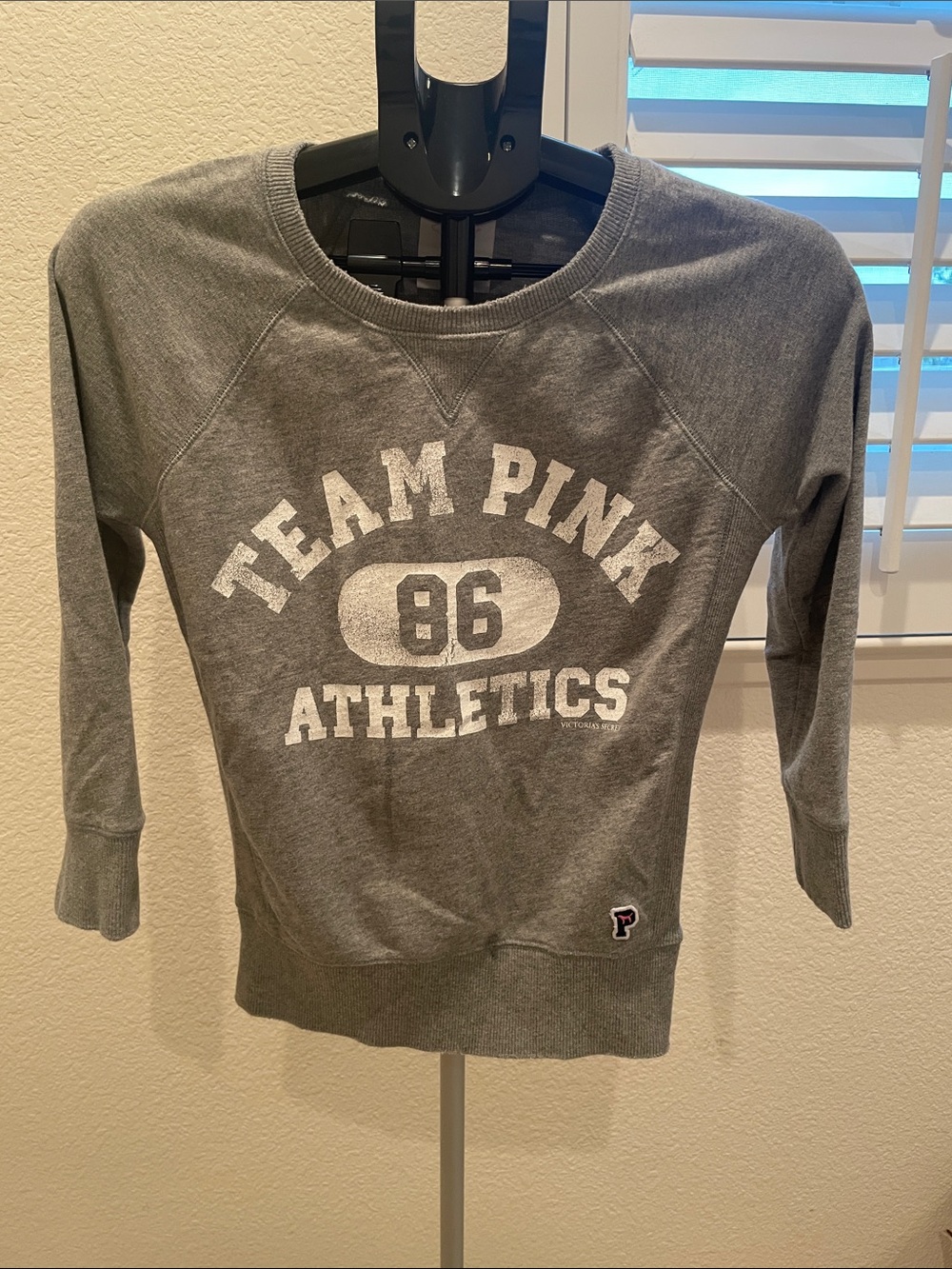 PINK Victoria's Secret Gray "Team Pink 86 Athletics" Crew Sweatshirt